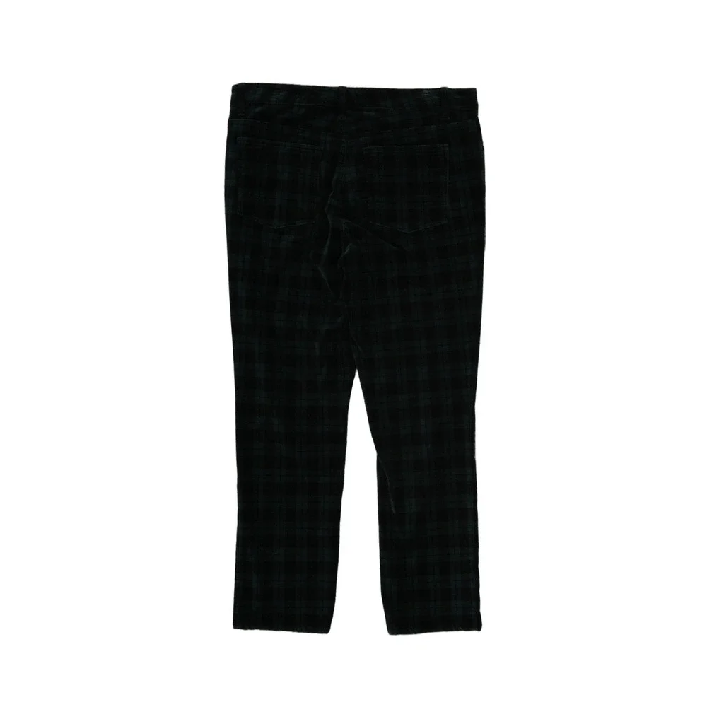 Talbots Green Black Watch Plaid Velvet Pants‎ Women's Size 12 Festive
